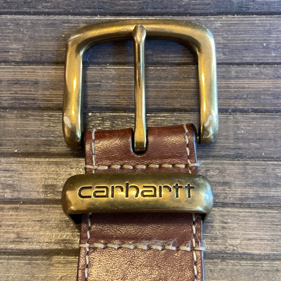 CARHARTT MENS BROWN LEATHER BELT SIZE 46 - Picture 2 of 8